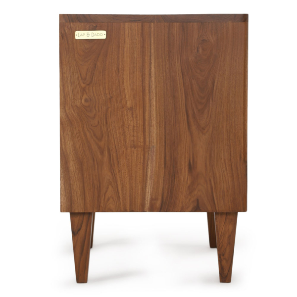 Buy wooden furniture online - Lap and Dado Saga teak wood bedside table, end table with storage - midcentury modern style