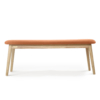 Buy wooden furniture online - Lap and Dado Solna ash wood upholstered bench for dining room or entryway- midcentury modern style