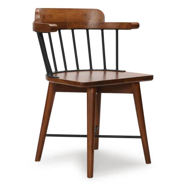 Goma Teak And Metal Chair Lap Dado, Metal Wood Dining Table Chairs
