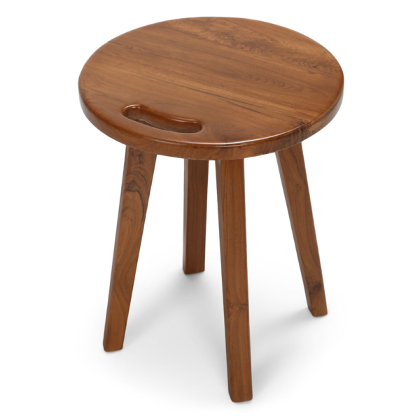 Buy wooden furniture online - Lap and Dado Otsu teak wood stool and end table with cutout - midcentury modern style