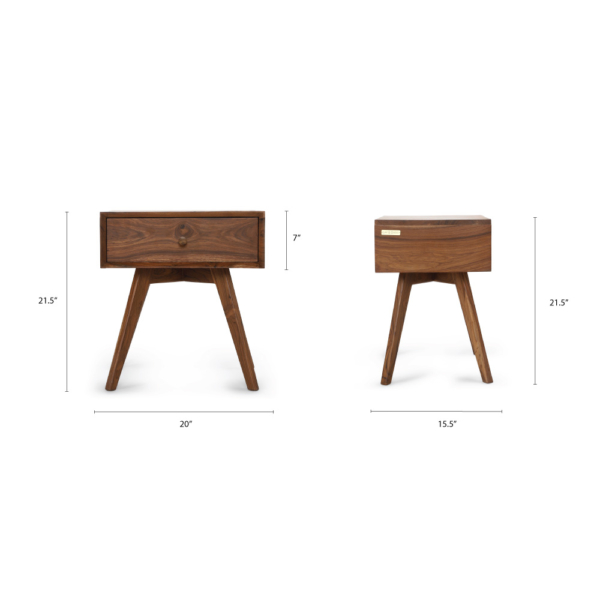 Buy wood furniture online - Lap and Dado teak wood Prato teak bedside table / side table / end table