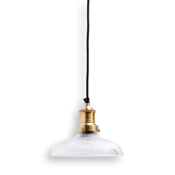 Buy ceiling lights online - Lap and Dado Merlin ceiling light with ribbed glass shade and brass finish holder