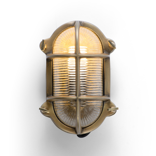 Buy lights online - Lap and Dado - shop outdoor lights - Benin industrial vintage outdoor light in a brass finish and glass shade