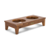 Buy pet furniture online - Lap and Dado Dessie teak wood small feeding station and dog food bowl, cat food bowl in stainless steel