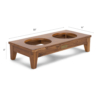 Buy pet furniture online - Lap and Dado Dessie teak wood small feeding station and dog food bowl, cat food bowl in stainless steel