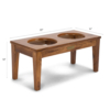 Buy pet furniture online - Lap and Dado Nash teak wood small feeding station and dog food bowl, cat food bowl in stainless steel
