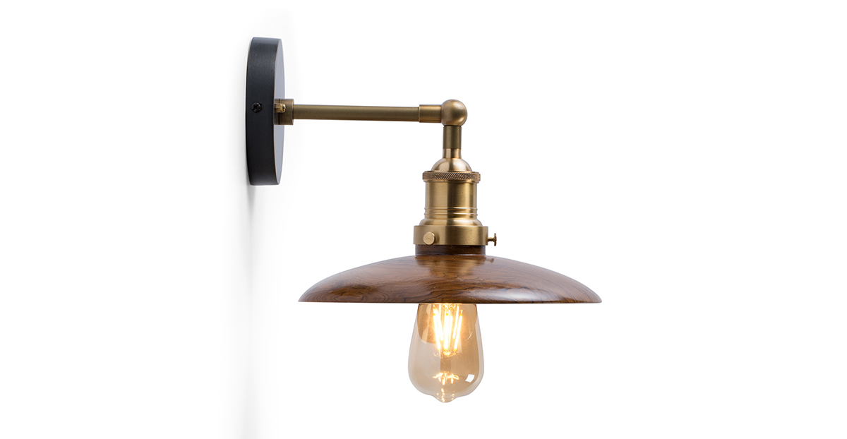 Sakura Teak Wall Light 10″_1