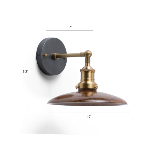 Buy wall lights online - Lap and Dado Sakura wall light with teak wood shade and brass finish holder