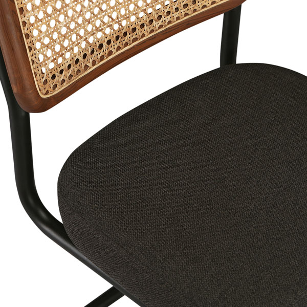 Buy rattan and wood furniture online - Cesca Chair - solid teak wood furniture crafted with quality materials - Lap & Dado furniture mid-century modern design, Halden teak wood and cane work study chair or dining chair with powder coated steel legs and premium upholstery