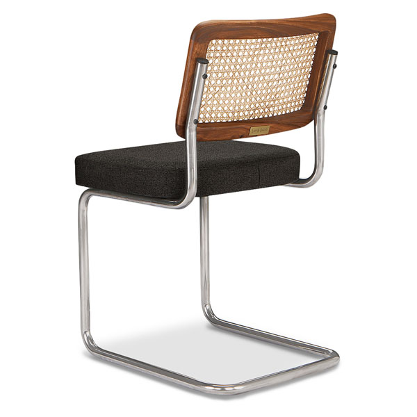 Buy rattan and wood furniture online - Cesca Chair - solid teak wood furniture crafted with quality materials - Lap & Dado furniture mid-century modern design, Halden teak wood and cane work study chair or dining chair with stainless steel legs and premium upholstery