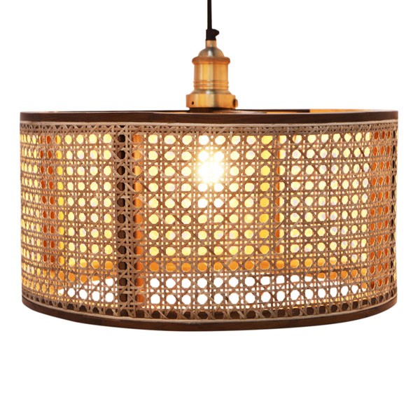 Buy wood and rattan lights online - Lap and Dado furniture, contemporary design Kalpi teak wood and cane work ceiling light for entryway, living room or dining room lighting