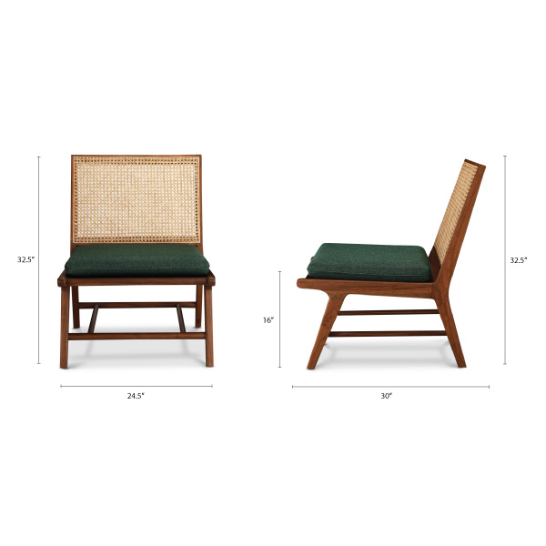 Buy furniture online - Lap and Dado Lille Teakwood and Rattan work Lounge Chair/ single seater with cane work for living room