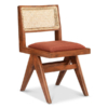 Buy rattan and wood furniture online - Pierre Jeanneret Chandighar chair - solid teak wood furniture crafted with quality materials - Lap & Dado furniture mid-century modern design, Lyon teak wood and cane work study chair or dining chair with premium upholstery