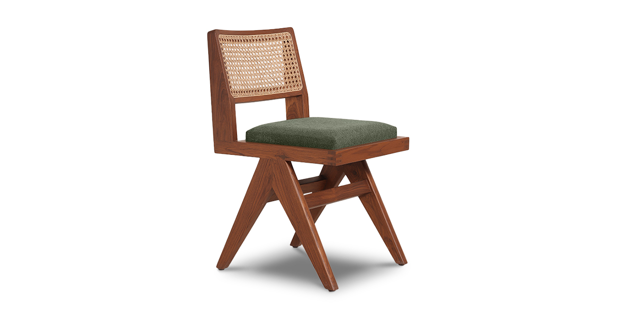 Lap and Dado Lyon Armless Teak and Rattan Chair - Bingle Sprout 1