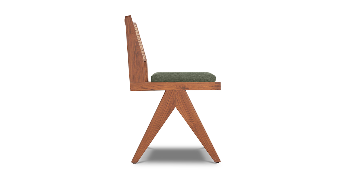 Lap and Dado Lyon Armless Teak and Rattan Chair - Bingle Sprout 2