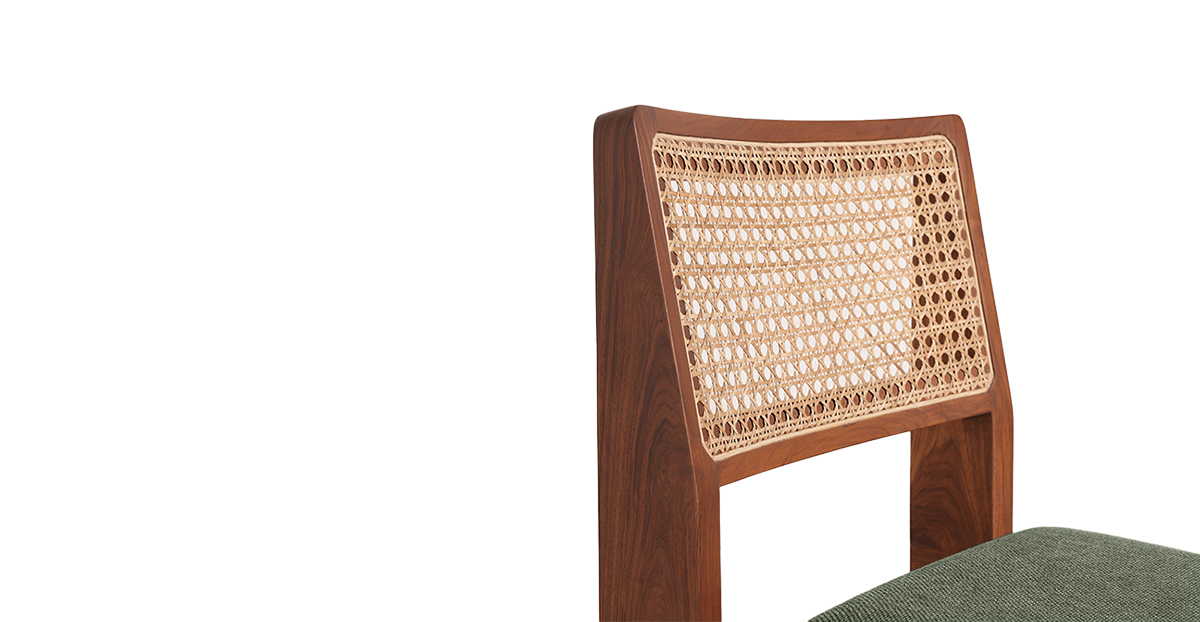 Lap and Dado Lyon Armless Teak and Rattan Chair - Bingle Sprout 5