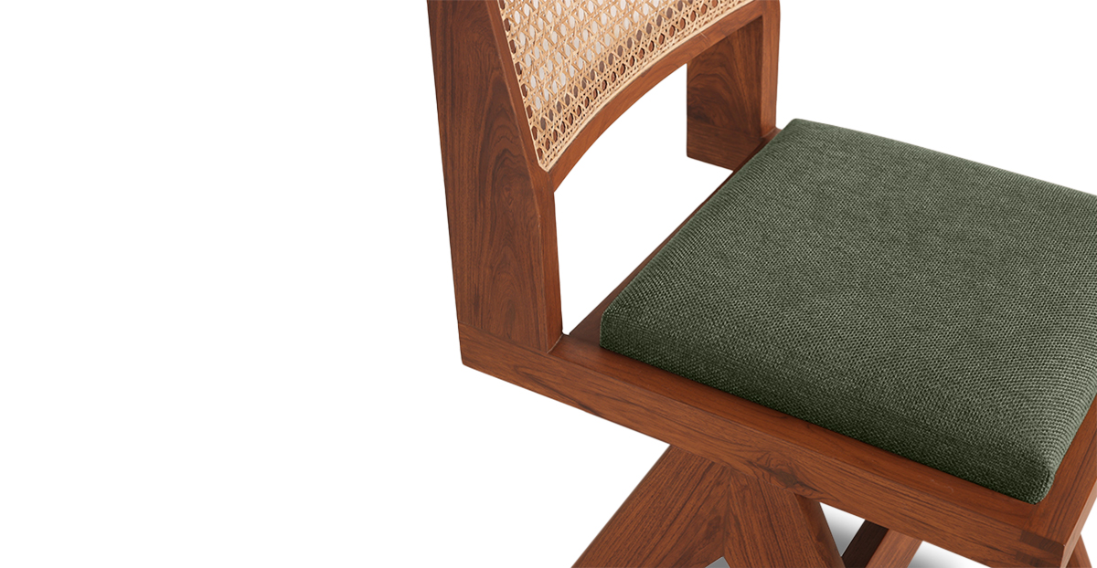 Lap and Dado Lyon Armless Teak and Rattan Chair - Bingle Sprout 6