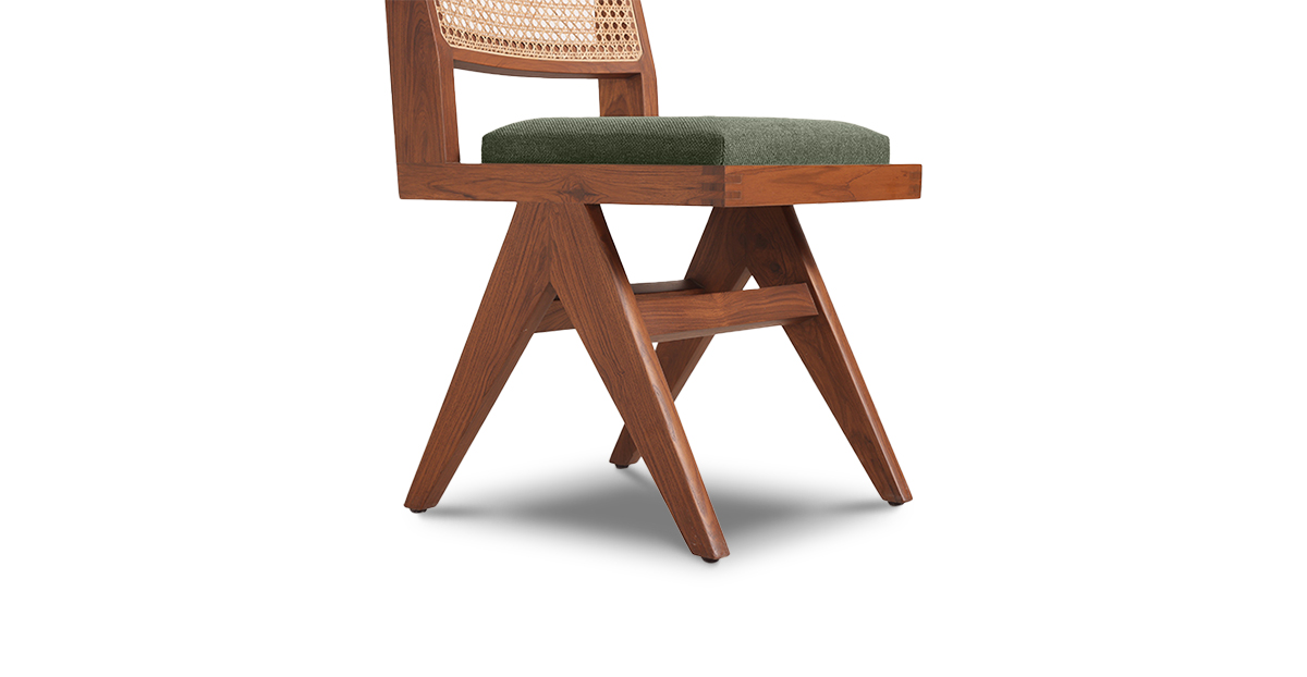 Lap and Dado Lyon Armless Teak and Rattan Chair - Bingle Sprout 7