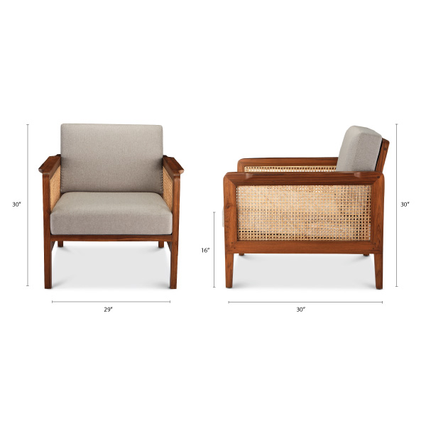 Buy furniture online - Lap and Dado Moira Teakwood and Rattan work Lounge Chair/ single seater sofa with cane work for living room
