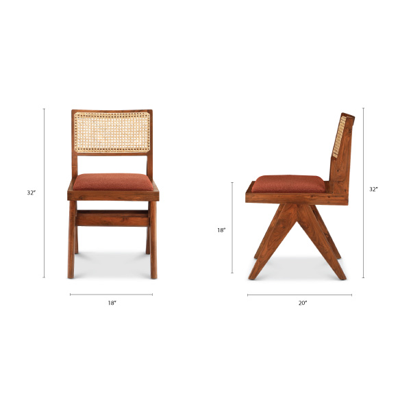 Buy furniture online - Lap and Dado mid century modern style Lyon armless teakwood dining chair or study table chair Pierre Jeanneret Chandigarh chair