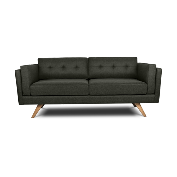 Buy wood furniture online - Buy Sofa online crafted with quality materials - Lap & Dado furniture contemporary mid-century modern design, Benton Sofa with solid oak wood legs and premium easy clean upholstery