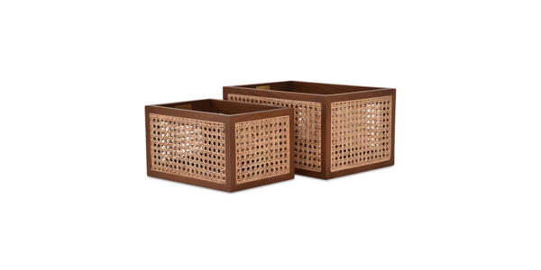 Buy cane work storage baskets online - Lap & Dado furniture studio - Derby rattan and wood storage baskets, display baskets for home decor