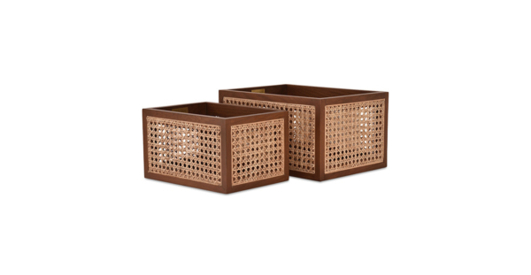 Buy cane work storage baskets online - Lap & Dado furniture studio - Derby rattan and wood storage baskets, display baskets for home decor