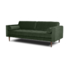 Buy wood furniture online - Buy velvet Sofa online crafted with quality materials - Lap & Dado furniture contemporary mid-century modern design, Lenox Sofa with solid teak wood legs and premium easy clean velvet upholstery