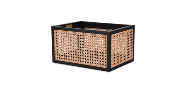 Buy cane work storage baskets online - Lap & Dado furniture studio - Suri rattan and wood storage baskets, display baskets for home decor