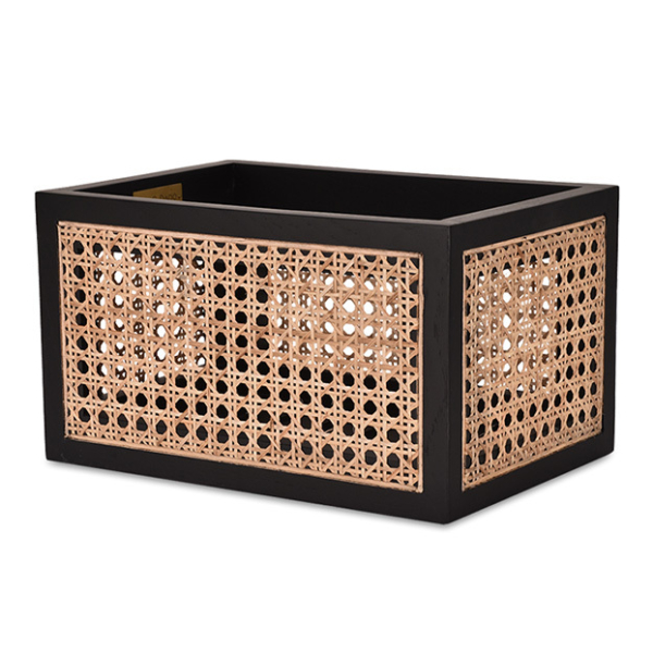 Buy cane work storage baskets online - Lap & Dado furniture studio - Suri rattan and wood storage baskets, display baskets for home decor