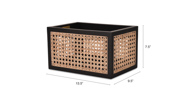 Buy cane work storage baskets online - Lap & Dado furniture studio - Suri rattan and wood storage baskets, display baskets for home decor