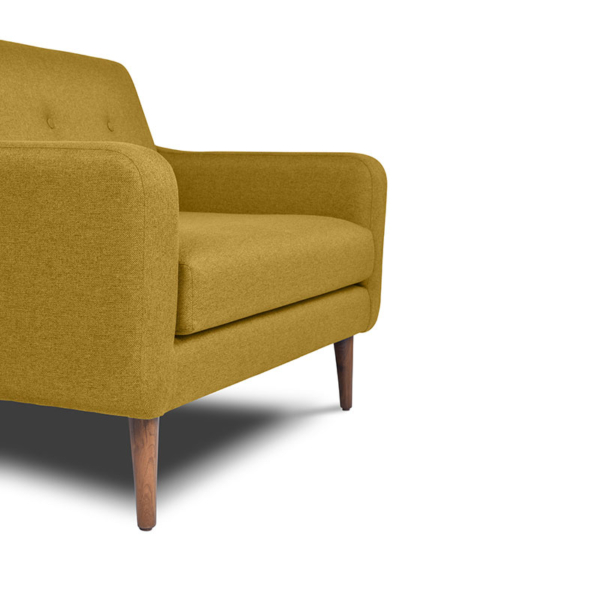 Buy wood furniture online - Buy Sofa online crafted with quality materials - Lap & Dado furniture contemporary mid-century modern design, Nome Loveseat with solid teak wood legs and premium easy clean upholstery