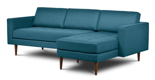 Buy L sofa furniture online - Buy sectional Sofa online crafted with quality materials - Lap & Dado furniture contemporary mid-century modern design, Lenox sectional L Sofa with solid teak wood legs and premium easy clean upholstery