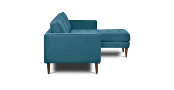 Buy L sofa furniture online - Buy sectional Sofa online crafted with quality materials - Lap & Dado furniture contemporary mid-century modern design, Lenox sectional L Sofa with solid teak wood legs and premium easy clean upholstery