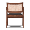 Buy rattan and wood furniture online - Pierre Jeanneret Chandighar chair - solid teak wood furniture crafted with quality materials - Lap & Dado furniture mid-century modern design, Lyon teak wood and cane work lounge chair or dining chair with premium upholstery