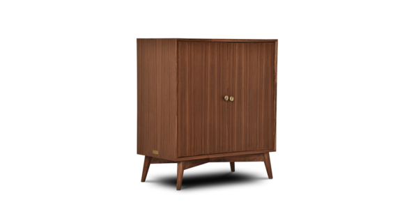 Buy wood furniture online - Buy Bar cabinet online crafted with quality materials - Lap & Dado furniture, contemporary mid-century modern design, Wells bar cabinet in teak veneer with solid teak wood legs for your living or dining room