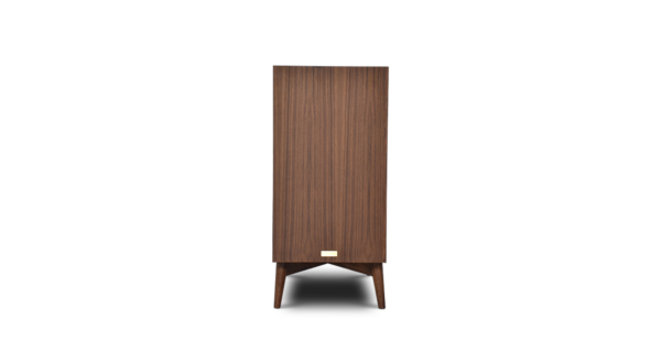 Buy wood furniture online - Buy Bar cabinet online crafted with quality materials - Lap & Dado furniture, contemporary mid-century modern design, Wells bar cabinet in teak veneer with solid teak wood legs for your living or dining room