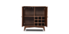 Buy wood furniture online - Buy Bar cabinet online crafted with quality materials - Lap & Dado furniture, contemporary mid-century modern design, Wells bar cabinet in teak veneer with solid teak wood legs for your living or dining room