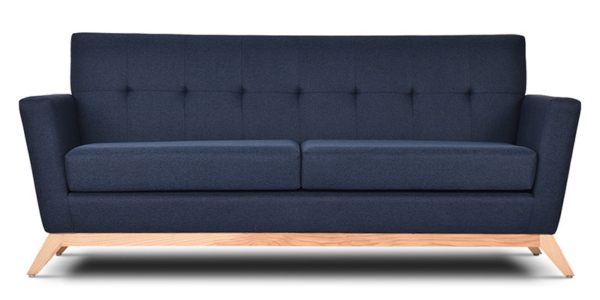 Buy wood furniture online - Buy Sofa online crafted with quality materials - Lap & Dado furniture contemporary mid-century modern design, Kara Sofa with solid ashwood legs and premium easy clean upholstery