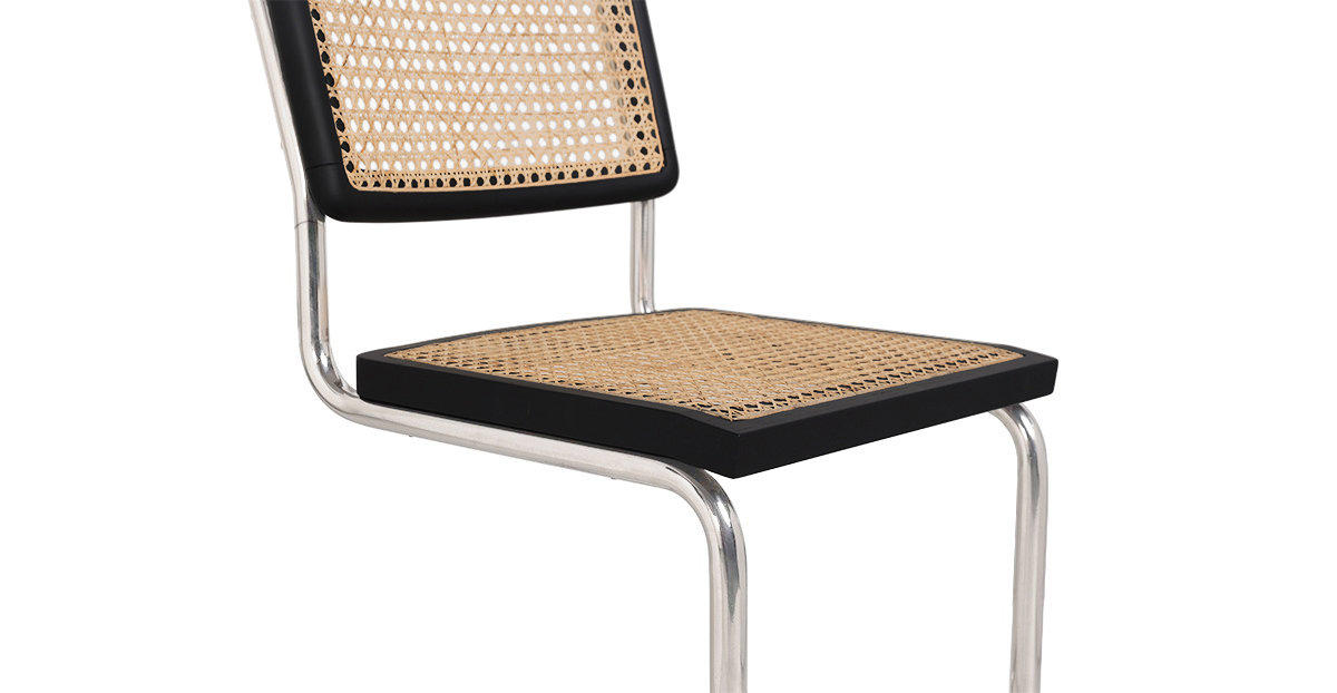 Lap and Dado Halden Oak and Rattan Chair with Steel Legs 6