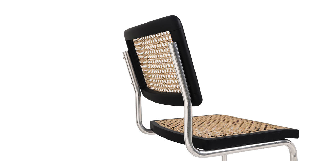 Lap and Dado Halden Oak and Rattan Chair with Steel Legs 8