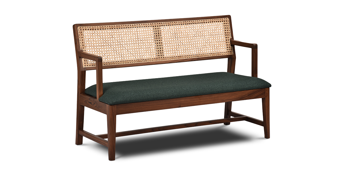Lap and Dado Malda Teak and Rattan Bench Evergreen 1