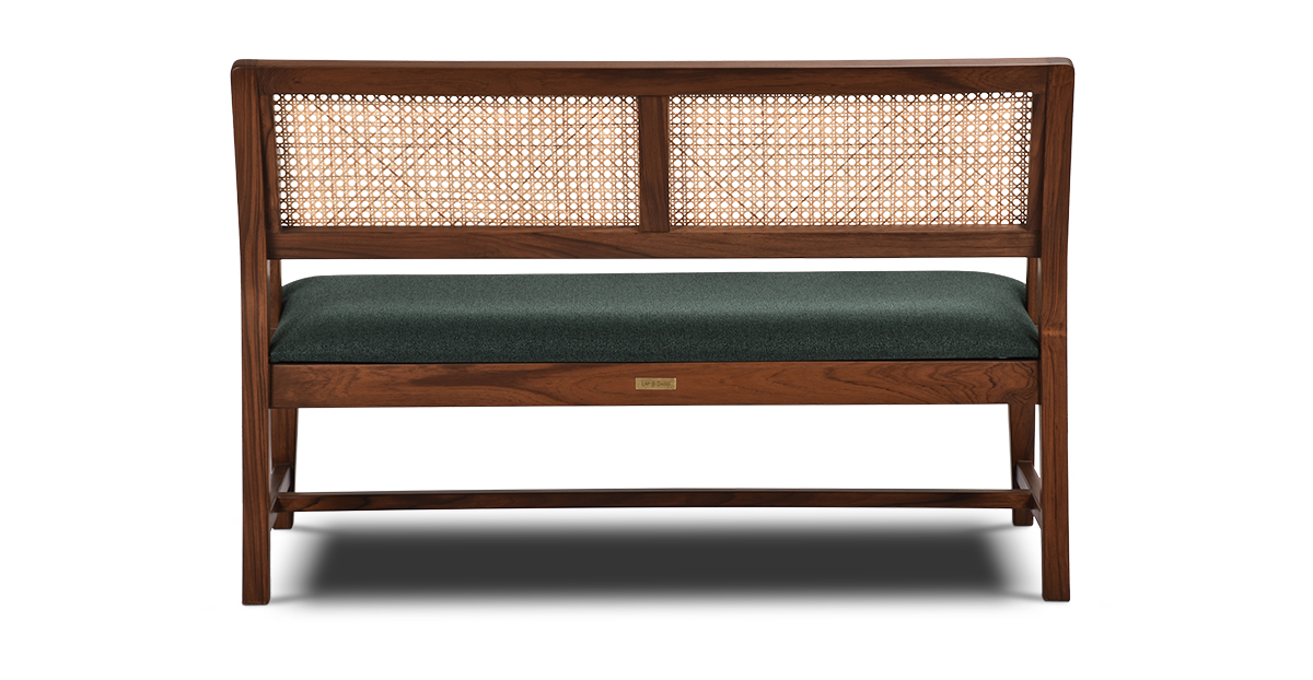 Lap and Dado Malda Teak and Rattan Bench Evergreen 3