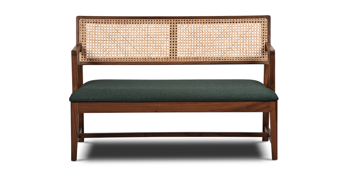 Lap and Dado Malda Teak and Rattan Bench Evergreen 4