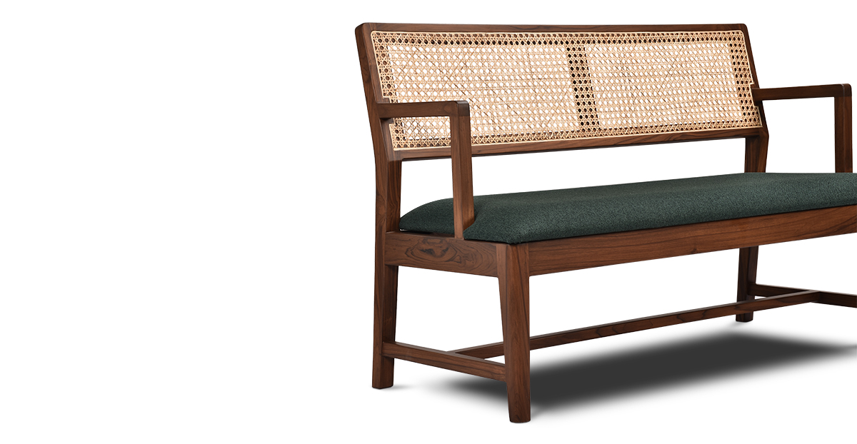 Lap and Dado Malda Teak and Rattan Bench Evergreen 5