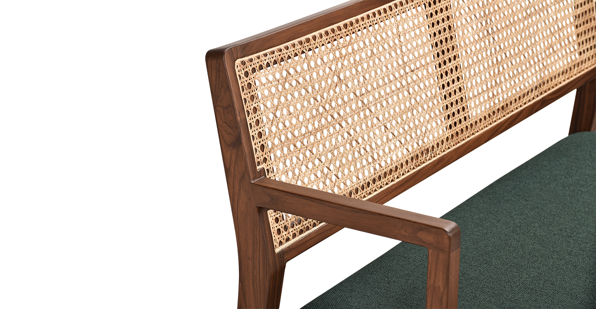 Lap and Dado Malda Teak and Rattan Bench Evergreen 6