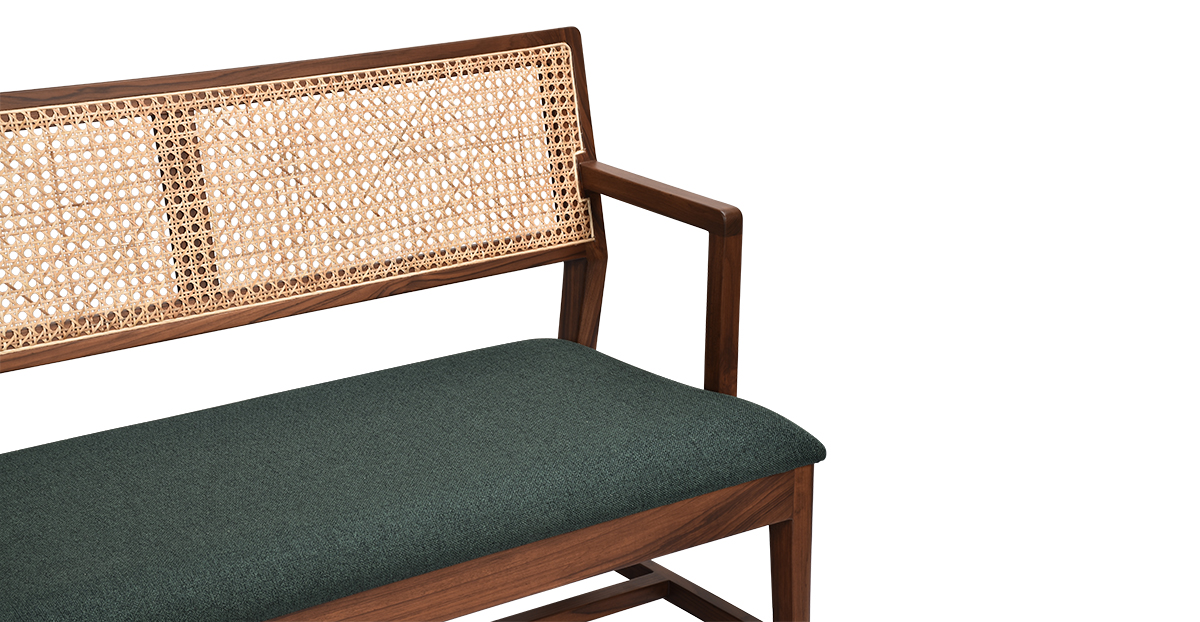 Lap and Dado Malda Teak and Rattan Bench Evergreen 7