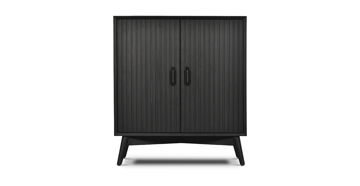 Lap and Dado Wells Fluted Bar Cabinet - Black 1