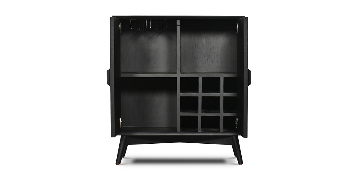 Lap and Dado Wells Fluted Bar Cabinet - Black 5
