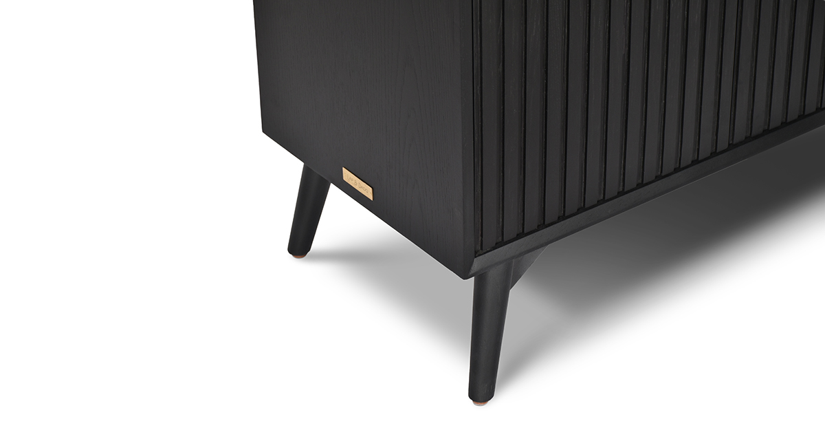 Lap and Dado Wells Fluted Bar Cabinet - Black 7